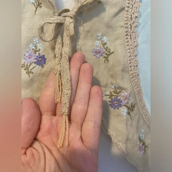 J. Jill Floral Embroidered Beige and Light Blue Women's Sweater - Picture 4 of 10